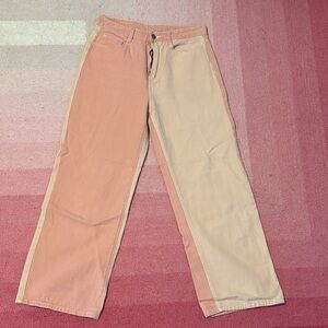 SHEIN Two-Tone Peach and Beige Women's Jeans